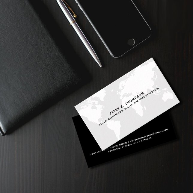 Pale Grey World Map International professional Business Card (Creator Uploaded)