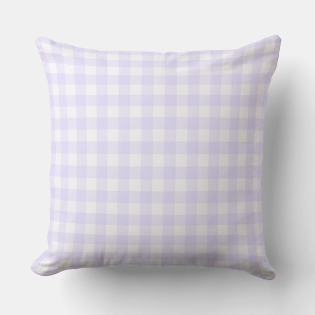 Pale Lavender Basic Gingham Pattern Large version Cushion (Front)