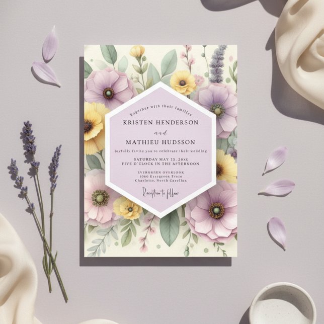 Pale Lavender Botanical Whimsy Wedding Invitation (Creator Uploaded)