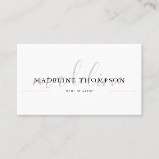 Pale Lavender Calligraphy Script QR code Business Card