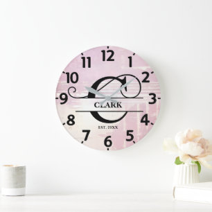 Pale Lavender Distressed C Monogram Large Clock