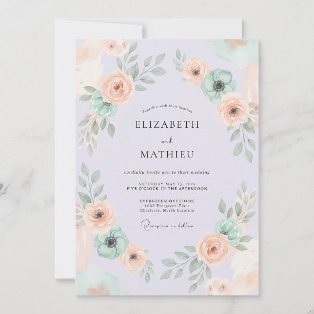 Pale Lavender Ethereal Spring Wedding Invitation (Front)
