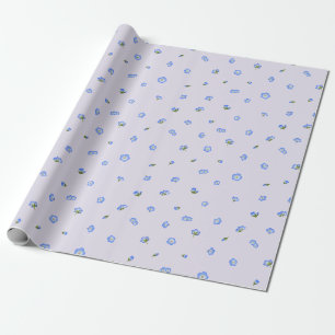 Pale Lavender Japanese Nemophila Floral Pattern Wrapping Paper