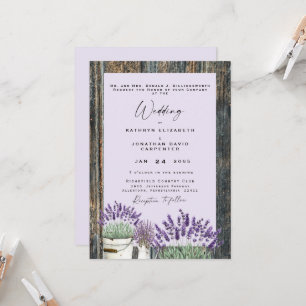 Pale Lavender Rustic Wood Wedding Invitation