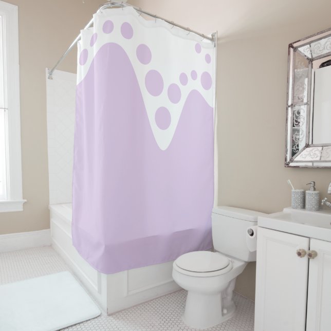 Pale Lavender soft wave and bubbles Shower Curtain (In Situ)