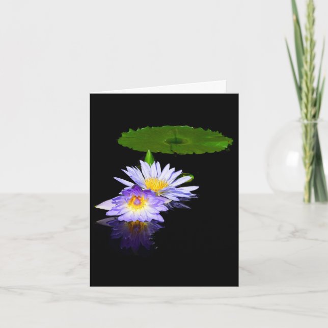 Pale Lavender Water Lilies Note Greeting Cards (Front)