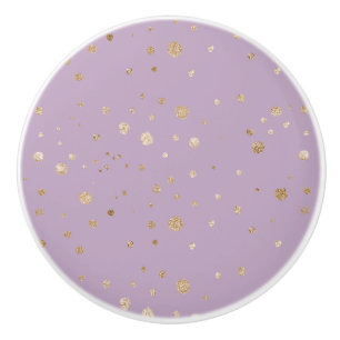 Pale Lavender with Glittery Circles  Ceramic Knob