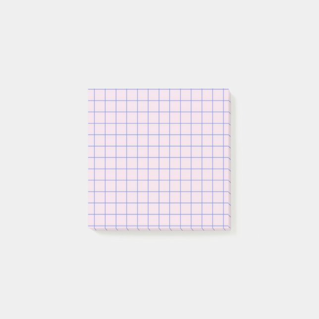 Pale Lilac Chequered Pattern Soft Grid Design  Post-it Notes (Front)