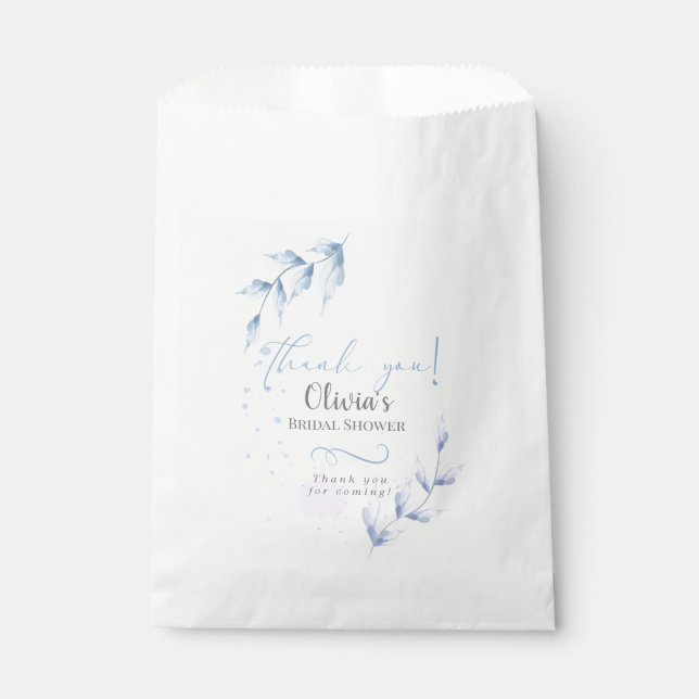 Pale Lilac Dusty Blue Foliage Bridal Shower Favour Bag (Front)