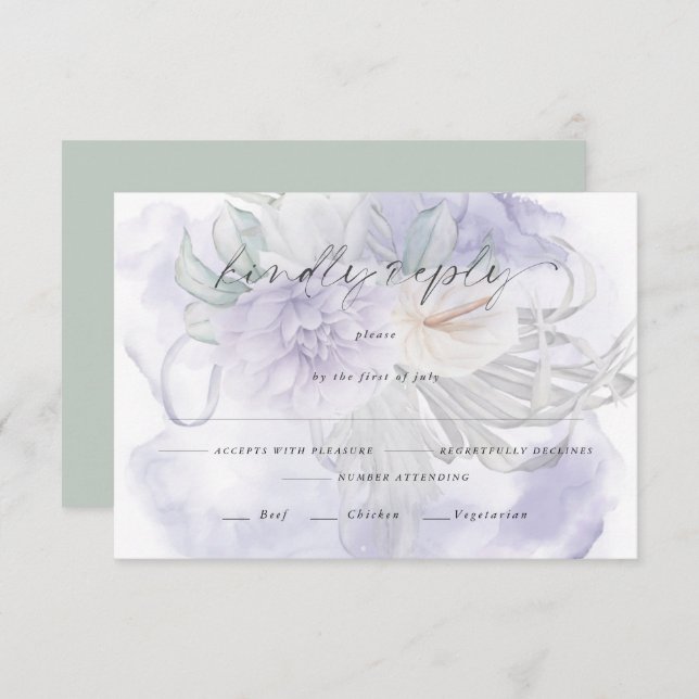 Pale Lilac Floral Meal Choice RSVP (Front/Back)