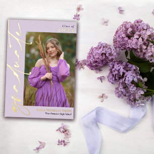 Pale Lilac Gold Foil Calligraphy Photo Graduation