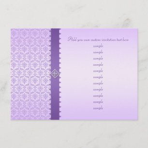 Pale Lilac Metallic Damask with Lace Edged Ribbon Invitation