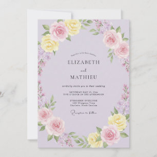Pale Lilac Painted Wedding Invitation
