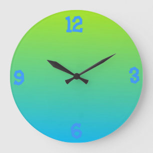 Pale Lime And Blue Two Tone Large Clock