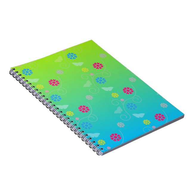 Pale Lime And Blue Two Tone Notebook (Right Side)