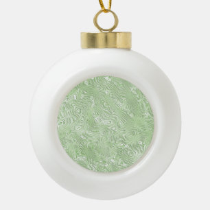 Pale Lime Green Abstract Moiré Rippled Pattern Ceramic Ball Christmas Ornament