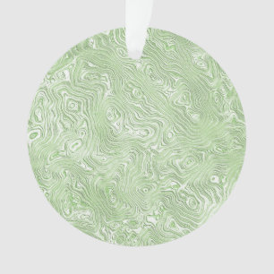Pale Lime Green Abstract Moiré Rippled Pattern Ornament