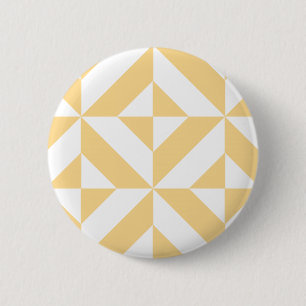 Pale Melon Geometric Deco Cube Pattern 6 Cm Round Badge