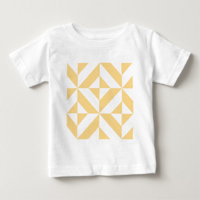 Pale Melon Geometric Deco Cube Pattern Baby T-Shirt (Front)