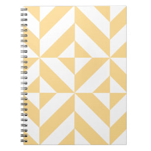 Pale Melon Geometric Deco Cube Pattern Notebook