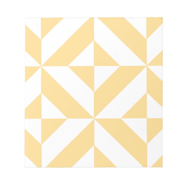 Pale Melon Geometric Deco Cube Pattern Notepad (Front)