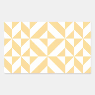 Pale Melon Geometric Deco Cube Pattern Rectangular Sticker