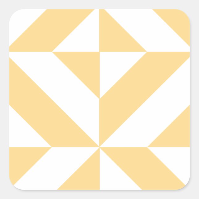 Pale Melon Geometric Deco Cube Pattern Square Sticker (Front)
