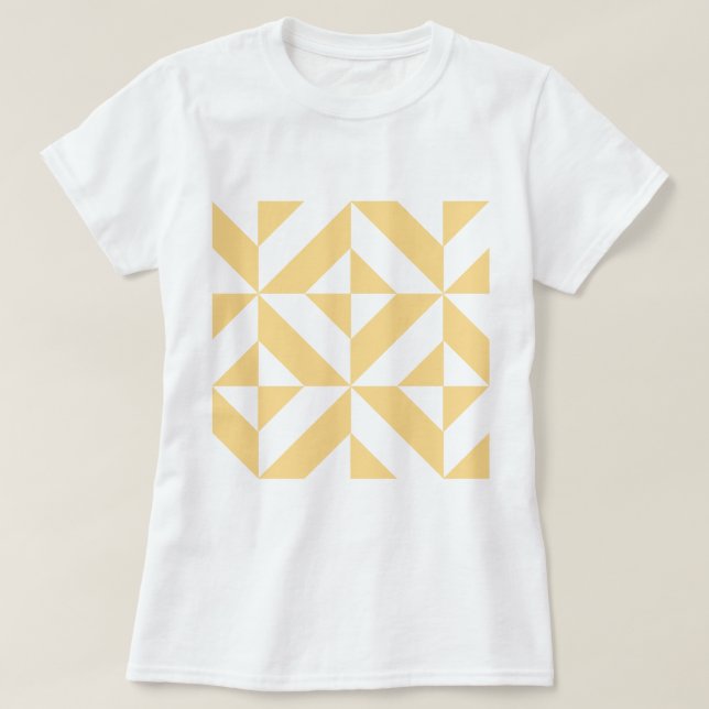Pale Melon Geometric Deco Cube Pattern T-Shirt (Design Front)