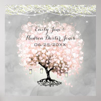 Pale Millennial Pink Heart Leaf Tree Wedding