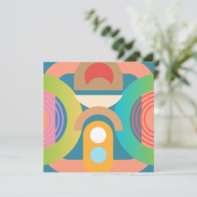 Pale Minimalist Abstract Geometric Shapes  Thank You Card (Standing Front)