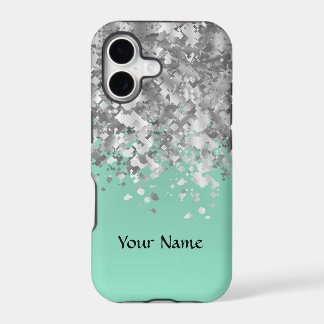 Pale mint green faux glitter personalised