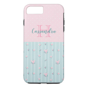 Pale Mint Green with Pink Flowers and Polka Dots  iPhone 8 Plus/7 Plus Case