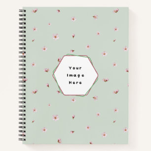 Pale Mint Japanese Cherry Blossom Floral Pattern Notebook
