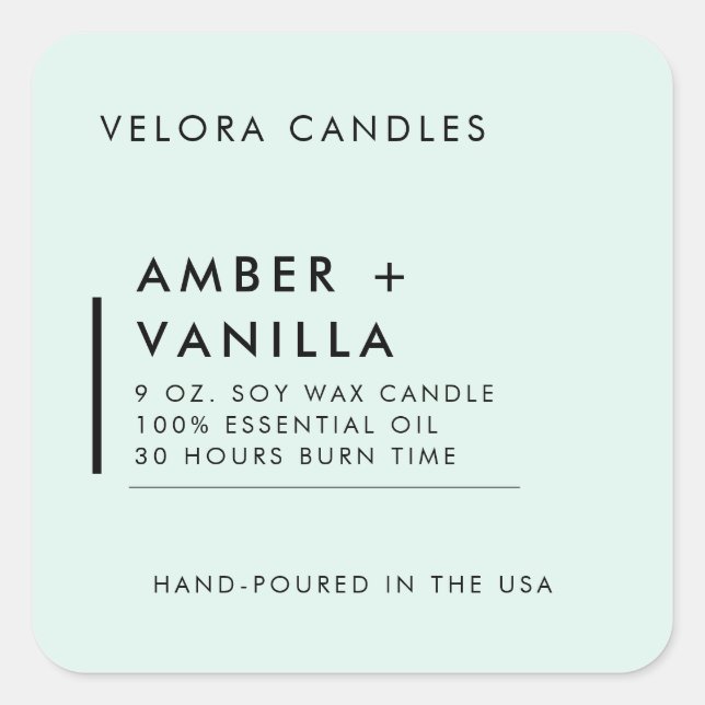 Pale Mint  Modern Minimalist Candle Label Sticker (Front)