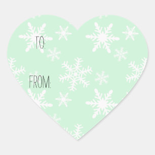Pale Mint White Snowflakes Gift Tag