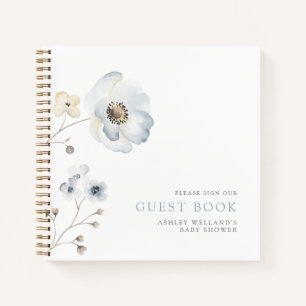 Pale Modern Simple Floral Baby Shower Guestbook Notebook