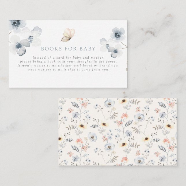 Pale Modern Simple Floral Books for Baby Enclosure Card (Front/Back)