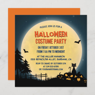 Pale Moonlight Spooky Night Sky Halloween Party Invitation