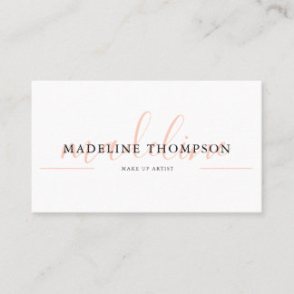 Pale Orange Calligraphy Script QR code Business Card