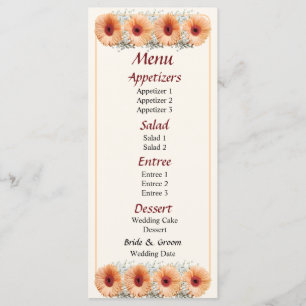 Pale Orange Daisies With Stephenotis Wedding Menu