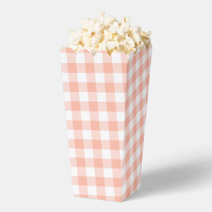 Pale Orange Gingham Plaid Party Favour Popcorn Box