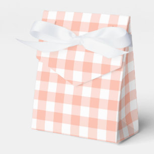 Pale Orange Gingham Plaid Tent Party Favour Box
