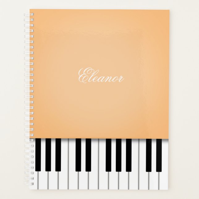 Pale Orange Piano Music Keyboard Customised Planner (Front)