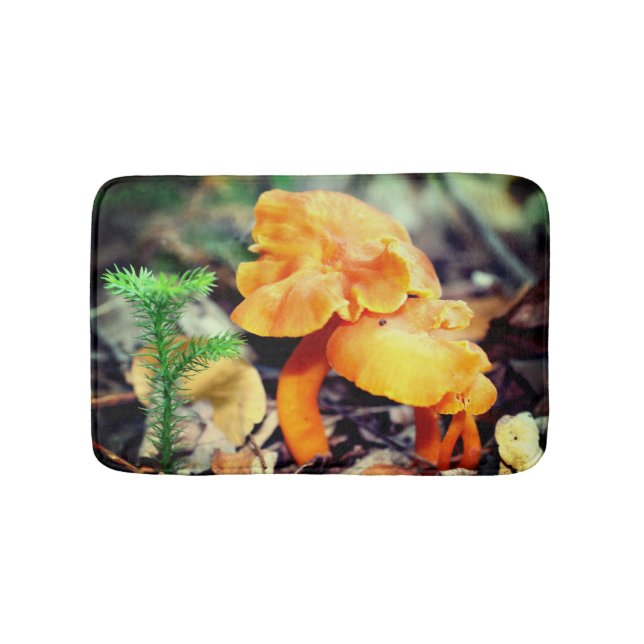 Pale Orange Wild Mushrooms Close Up  Bath Mat (Front)