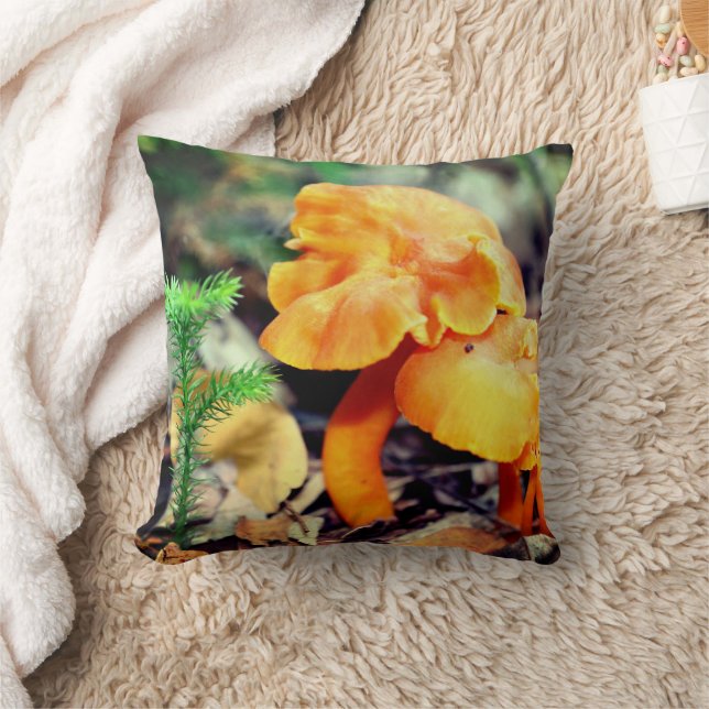 Pale Orange Wild Mushrooms Close Up  Cushion (Blanket)