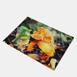 Pale Orange Wild Mushrooms Close Up Doormat