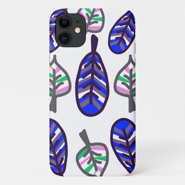 Pale Pastel Colour Purple Leaves iPhone 11 Case (Back)