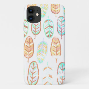 Pale Pastel Colour Turquoise Leaves iPhone 11 Case