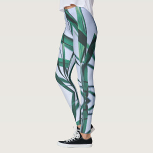 Pale Pastel Green Grass Reeds Sky Leggings