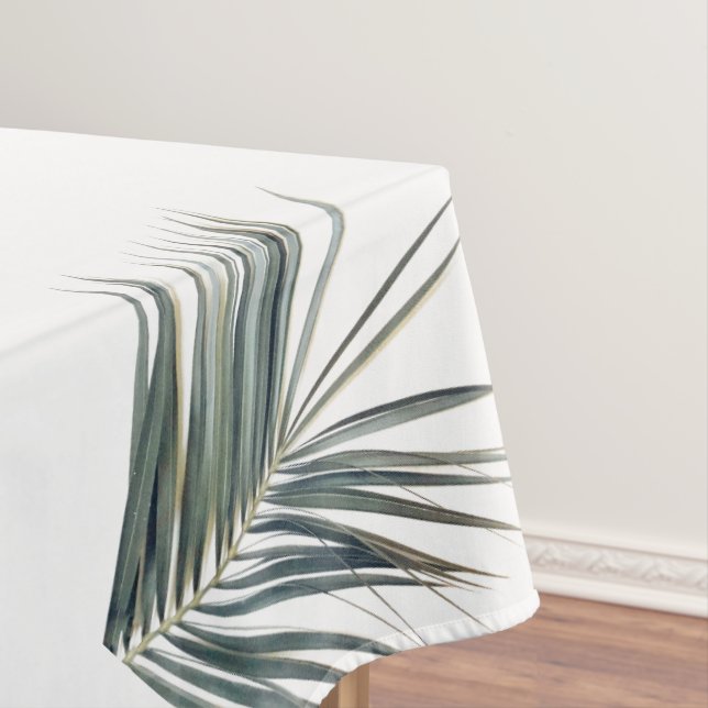 Pale Pastel Green Palm Tree Leaf  Tablecloth (In Situ)